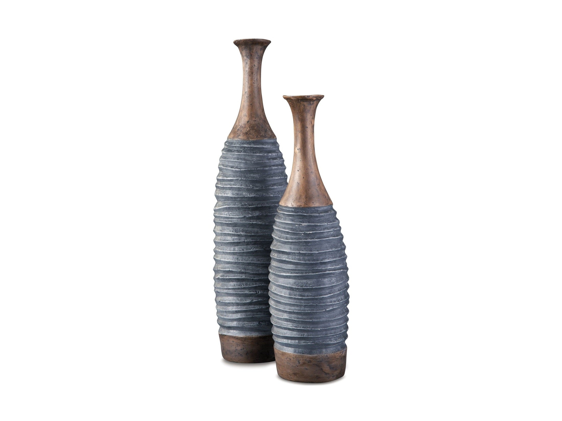 Blayze - Vase Set (Set of 2) - Antique Gray / Brown