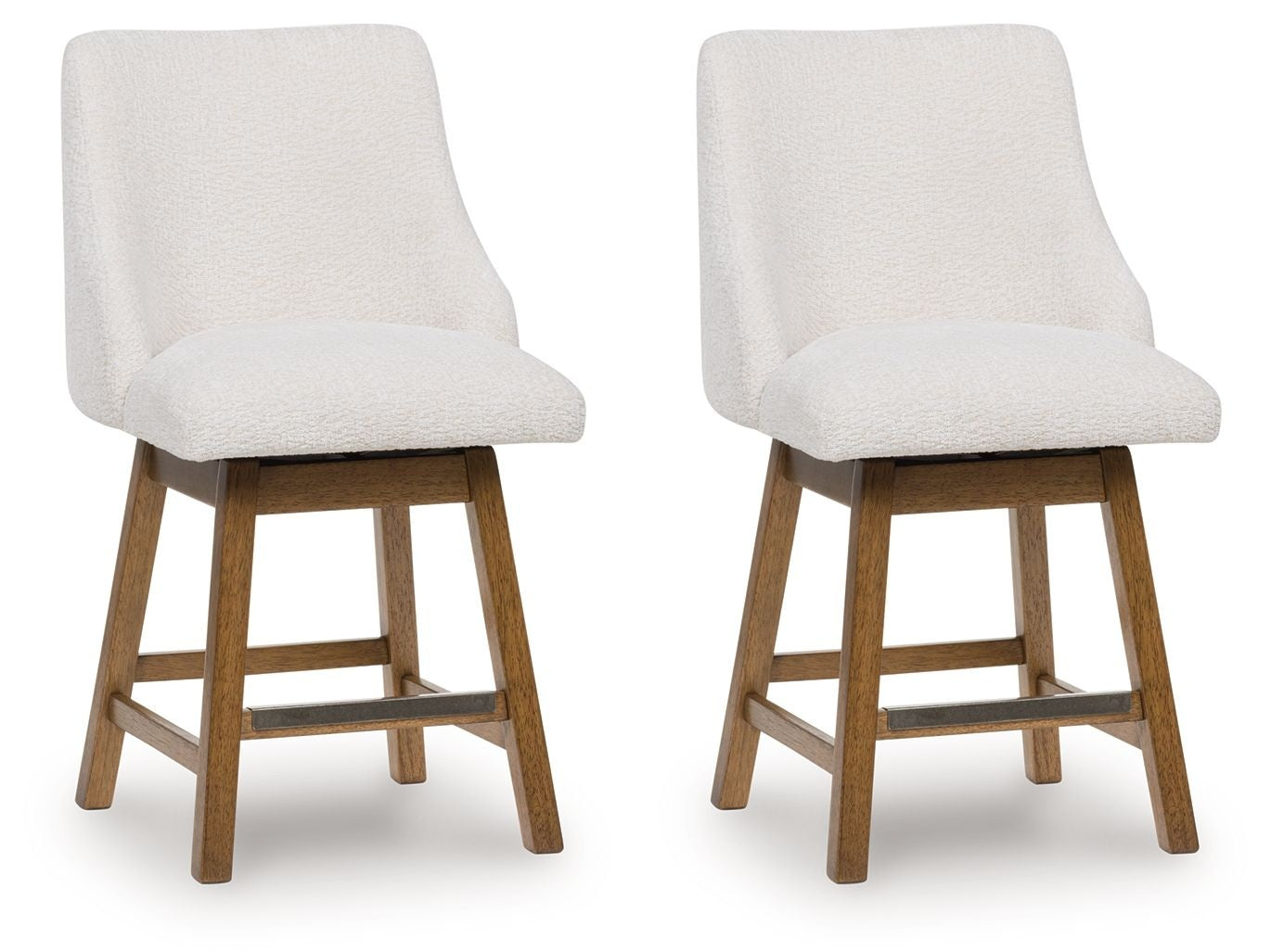 Cabalynn - Upholstered Swivel Barstool (Set of 2) - Oatmeal / Light Brown