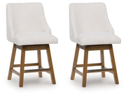 Cabalynn - Upholstered Swivel Barstool (Set of 2) - Oatmeal / Light Brown