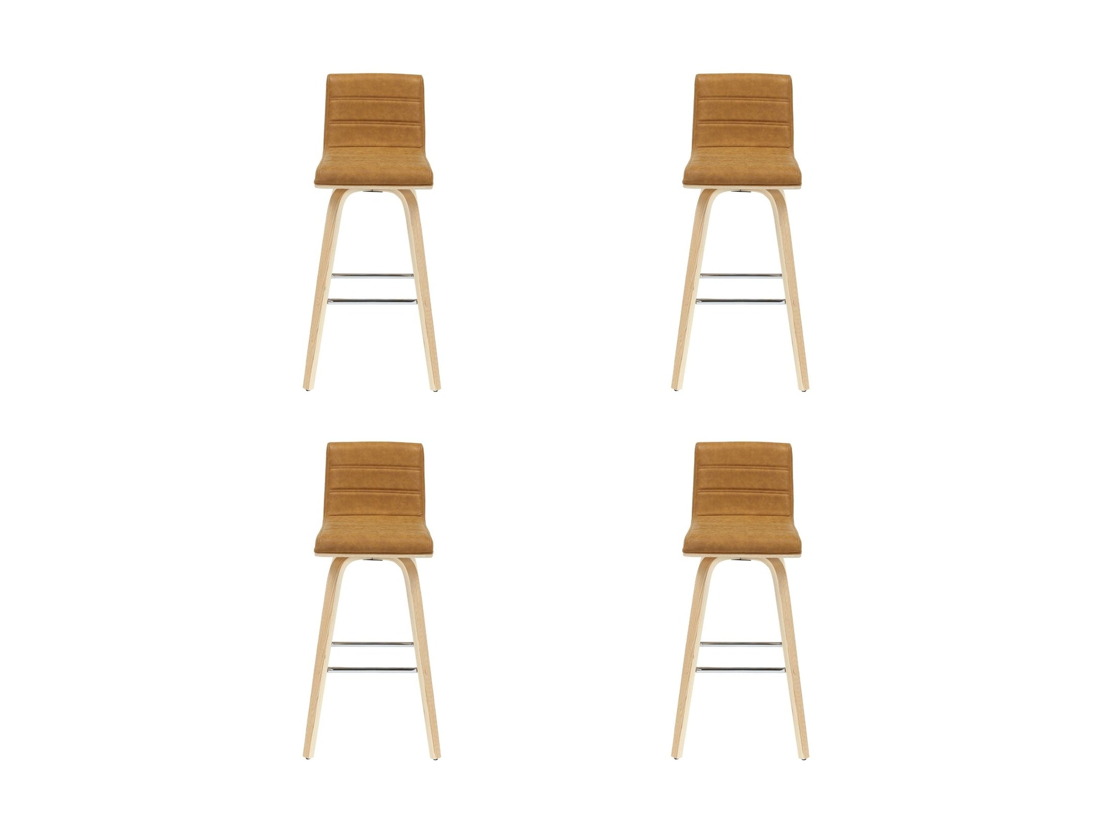 Vienna - 39.5" Swivel Bar Height Square Back Wood Bar Stool With Faux Leather Seat