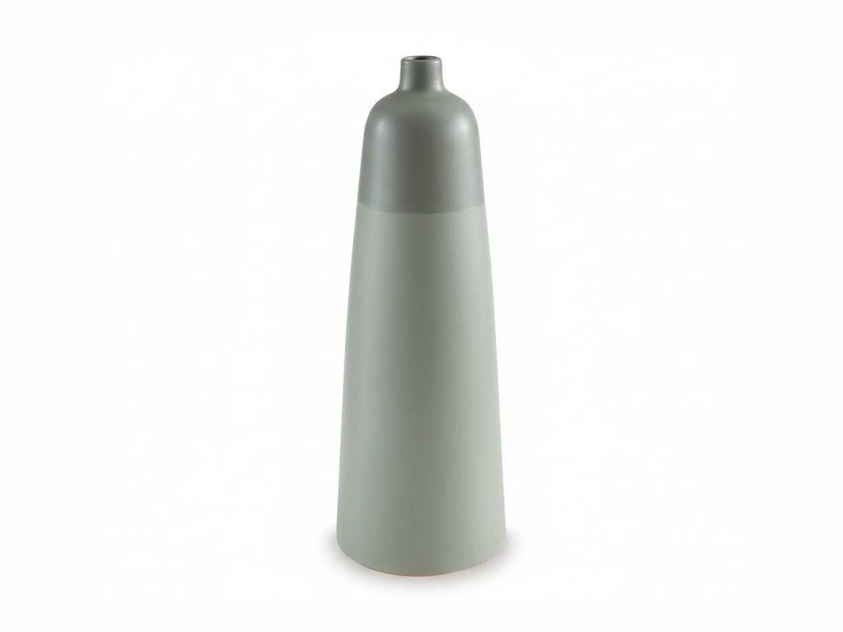 Peerland tall, cylindrical ceramic vase with two-tone design on a white background