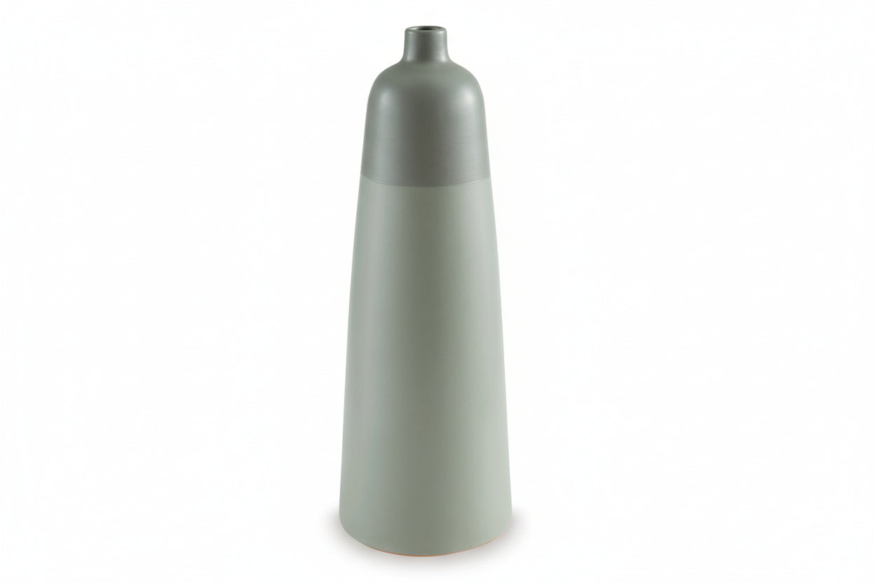 Peerland tall, cylindrical ceramic vase with two-tone design on a white background