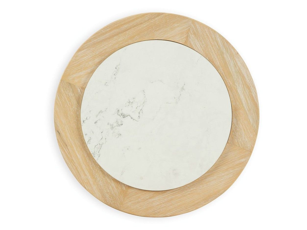 Camdill - Round End Table - Light Brown / White