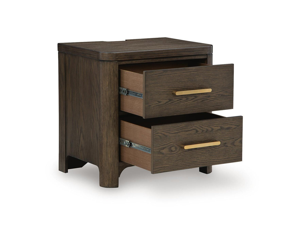 Radkin - Two Drawer Night Stand - Burnished Brown