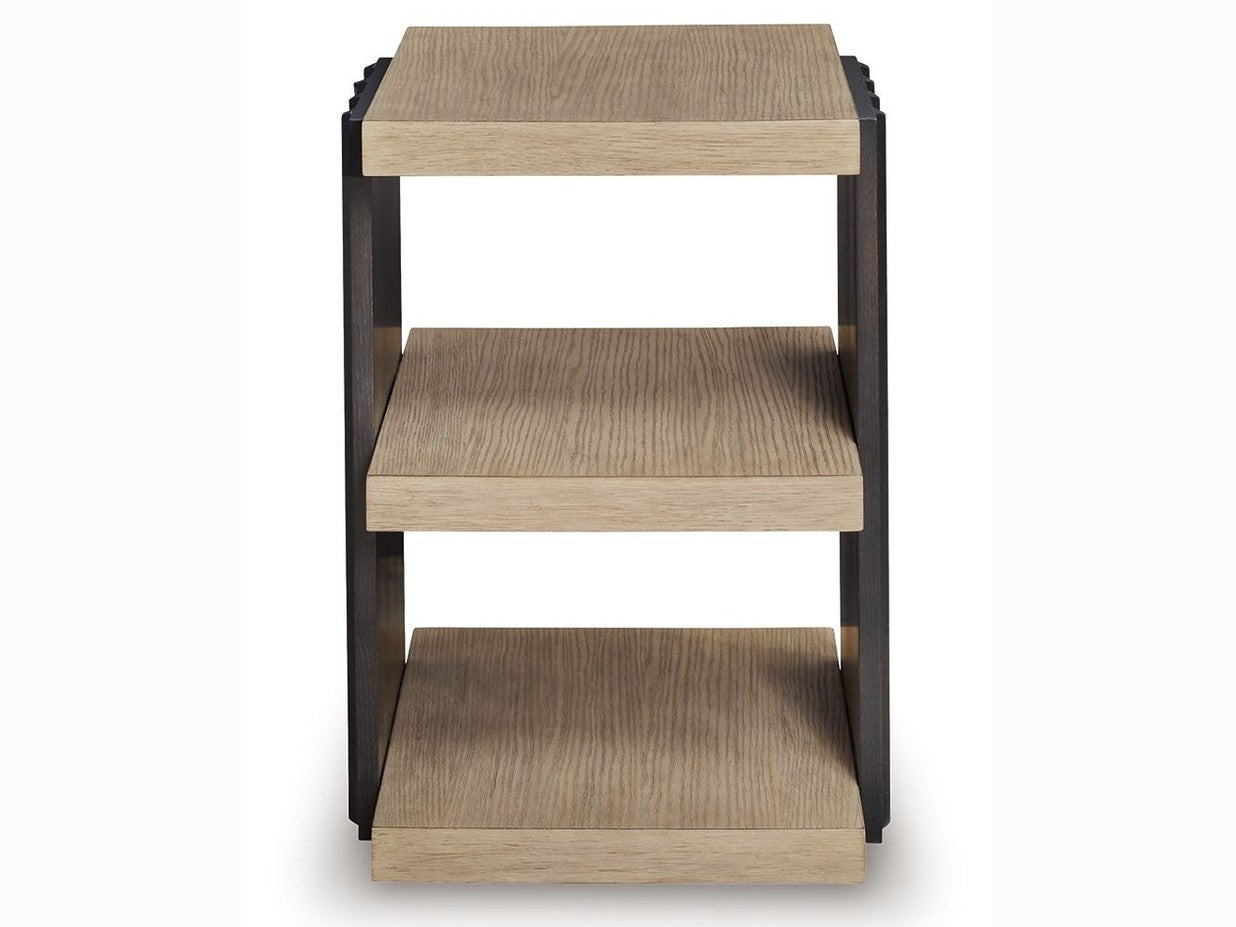 Rylandyn - Rectangular End Table - Black / Light Brown
