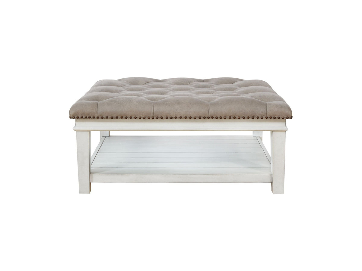 Kanwyn - Uph Ottoman Cocktail Table - Whitewash