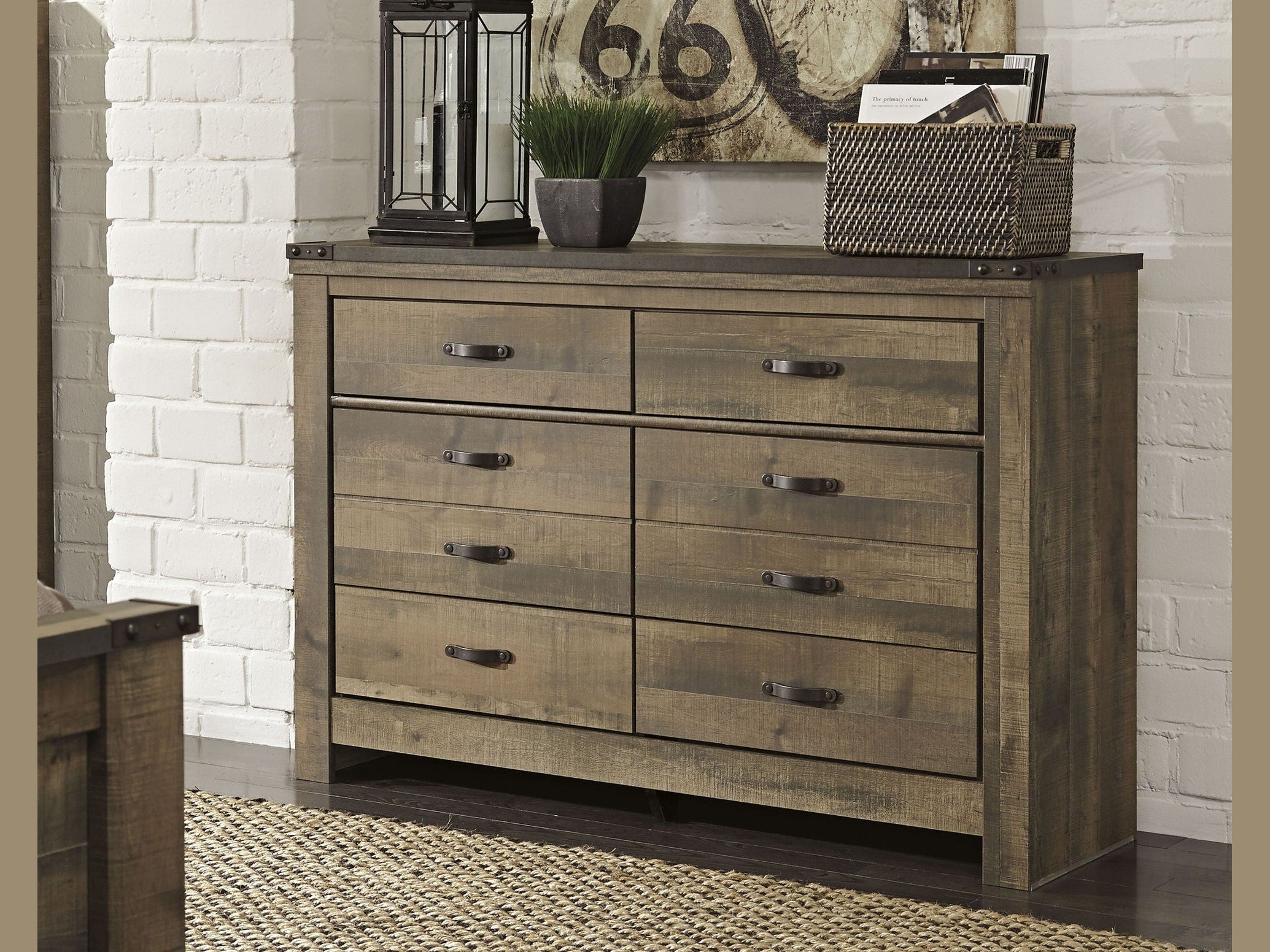 Trinell - Six Drawer Dresser - 61.34" x 15.98" x 42.99" - Brown Dark
