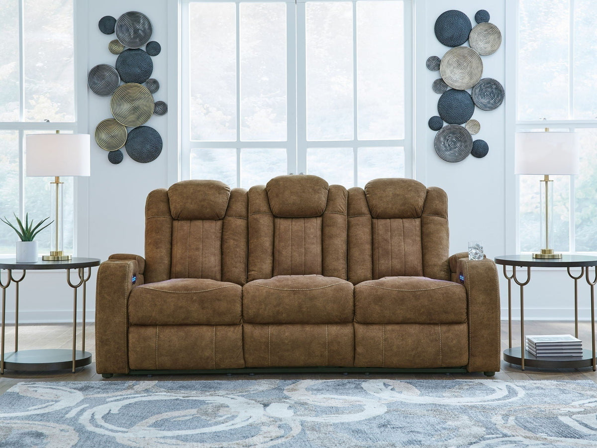 Wolfridge - Power Reclining Sofa With Adj Headrest - Brindle