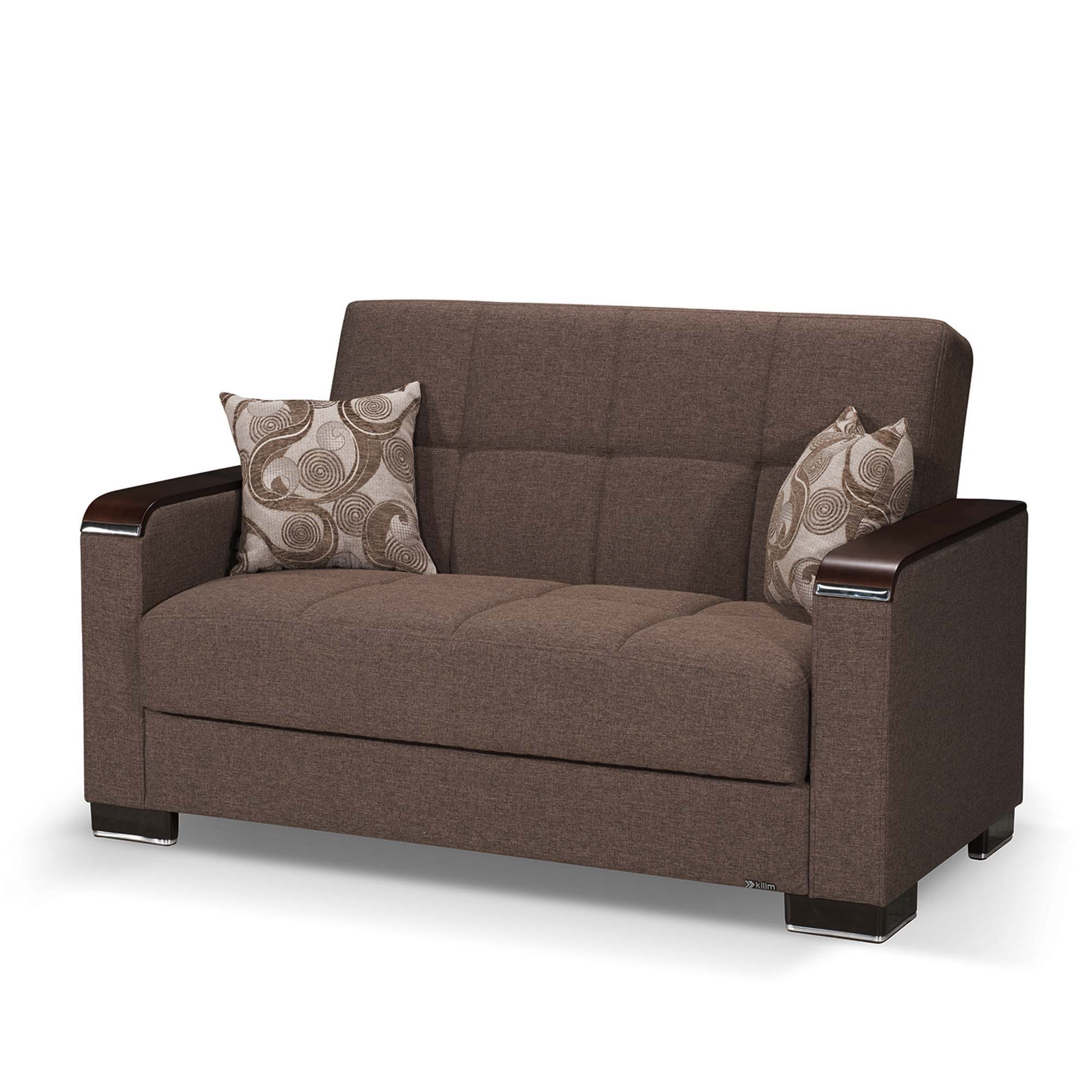 Ottomanson Armada X - Upholstered Convertible Wood Trimmed Loveseat With Storage - Polyester