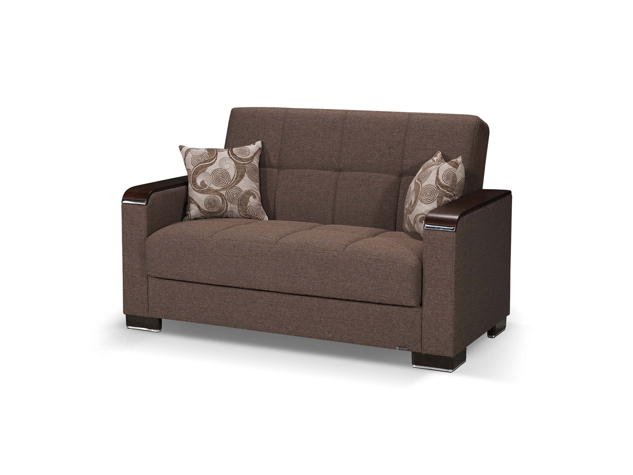 Ottomanson Armada X - Upholstered Convertible Wood Trimmed Loveseat With Storage - Polyester