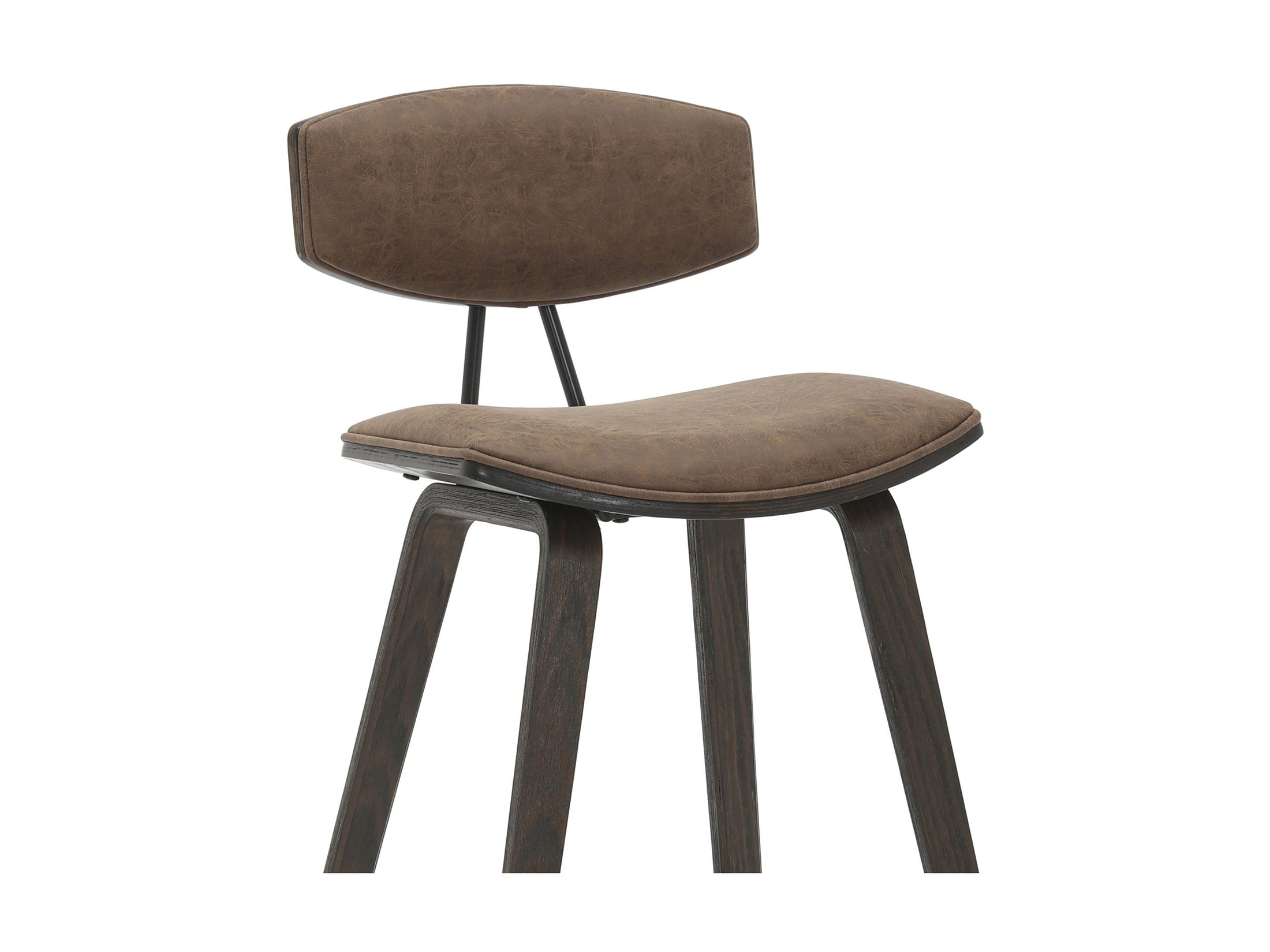 Fox - Bar Height Curved Back Wood Bar Stool With Faux Leather Seat