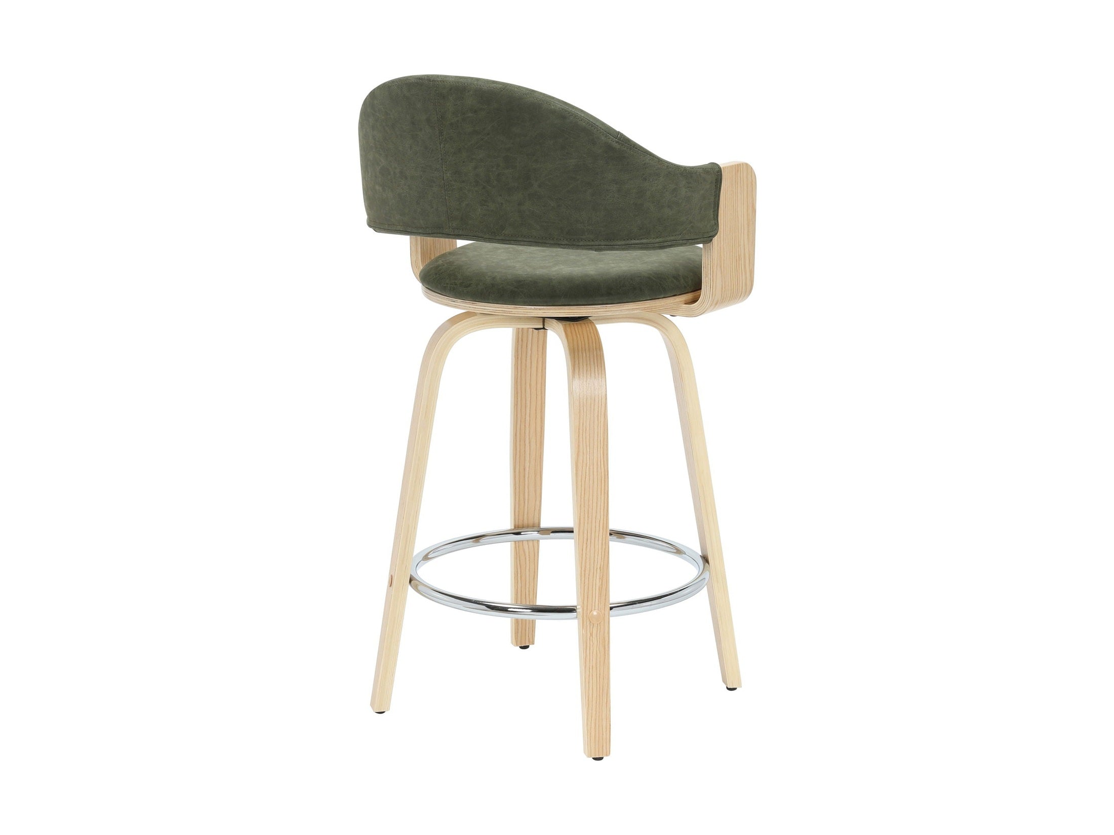 Daxton - Swivel Counter Height Round Back Wood Bar Stool With Faux Leather Seat