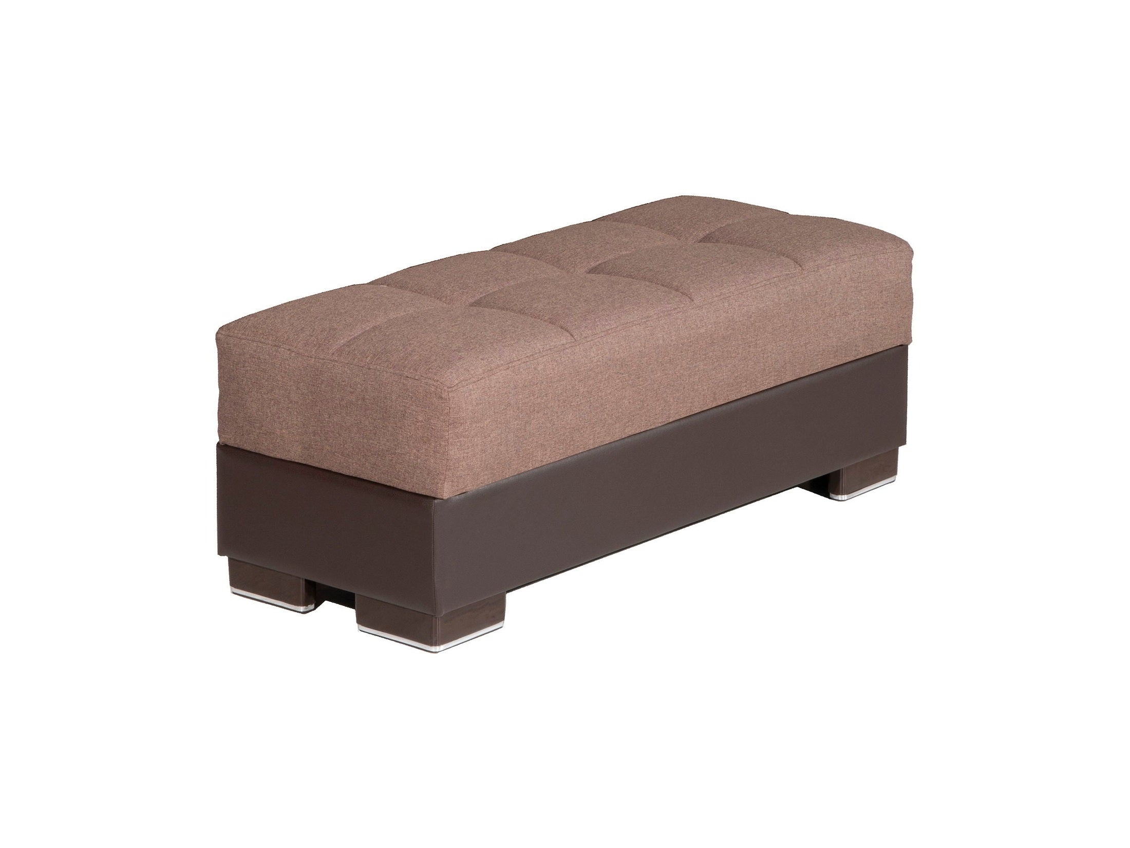 Ottomanson Armada - Upholstered Ottoman With Storage - Brown PU Polyester