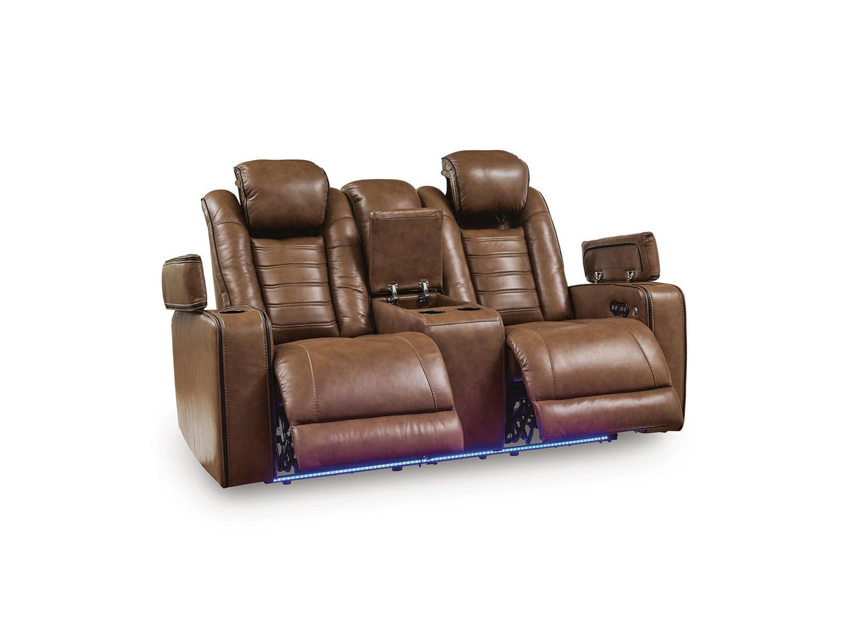 Gruaro - Power Reclining Loveseat With Console / Adjustable Headrest - Amber