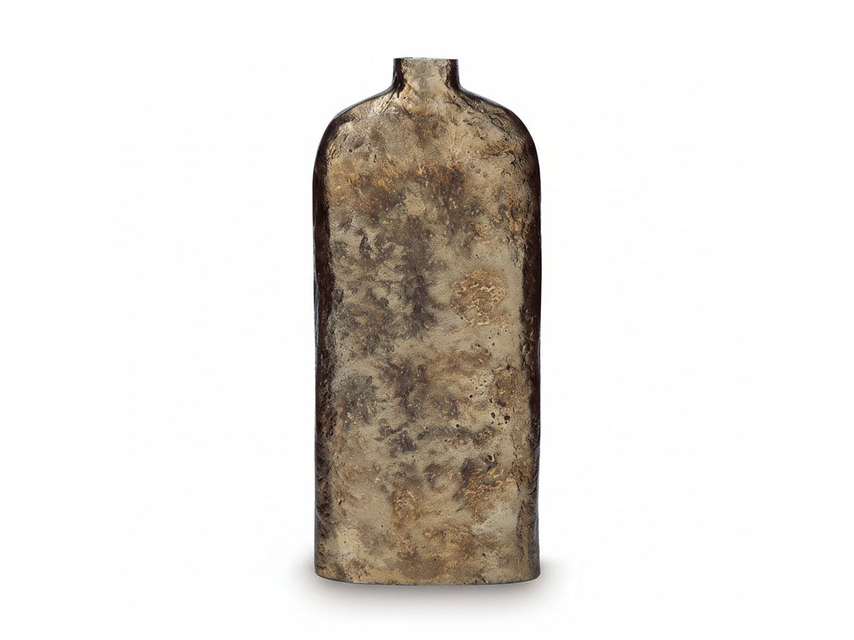 Rustic metal bottle on a white background