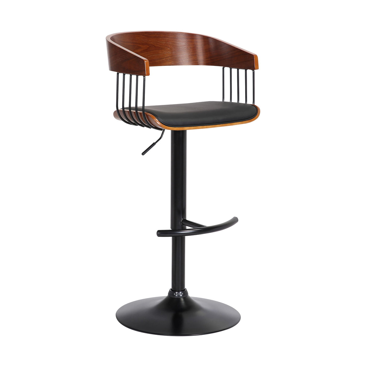 Larisa - Adjustable  Wood Bar Stool - Walnut