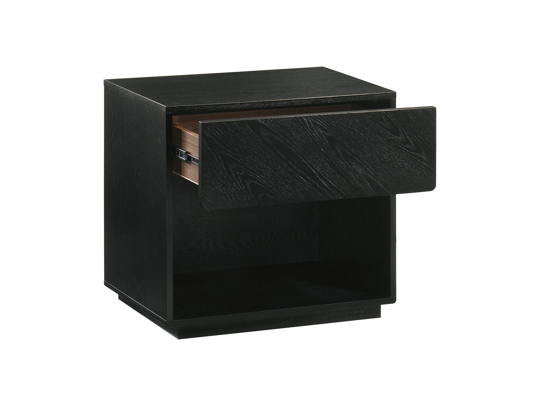 Petra - 1 Drawer Wood Nightstand - Black
