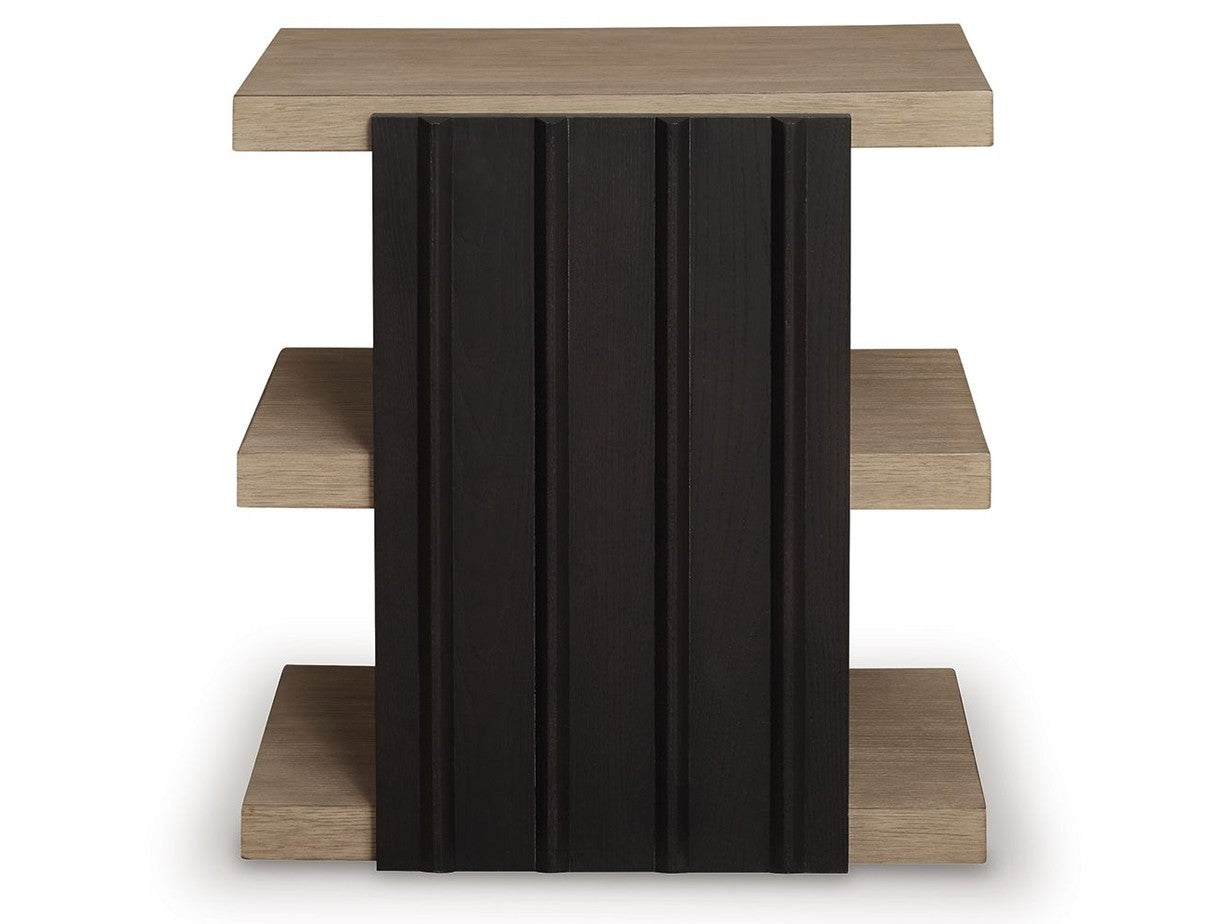 Rylandyn - Rectangular End Table - Black / Light Brown