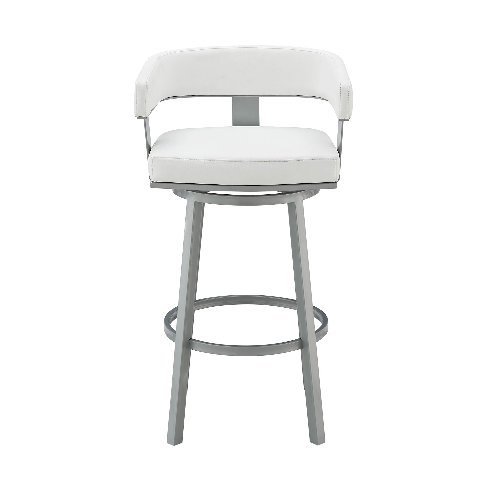 Lorin - 30" Bar Height Swivel Bar Stool - Silver / White