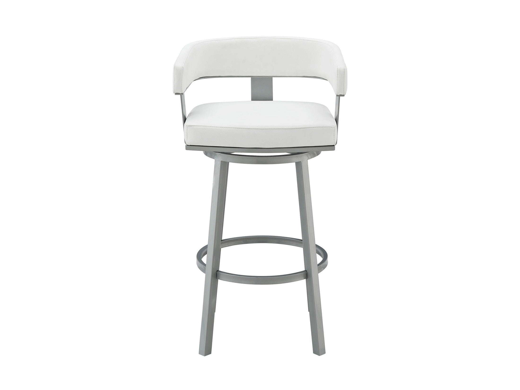 Lorin - 30" Bar Height Swivel Bar Stool - Silver / White