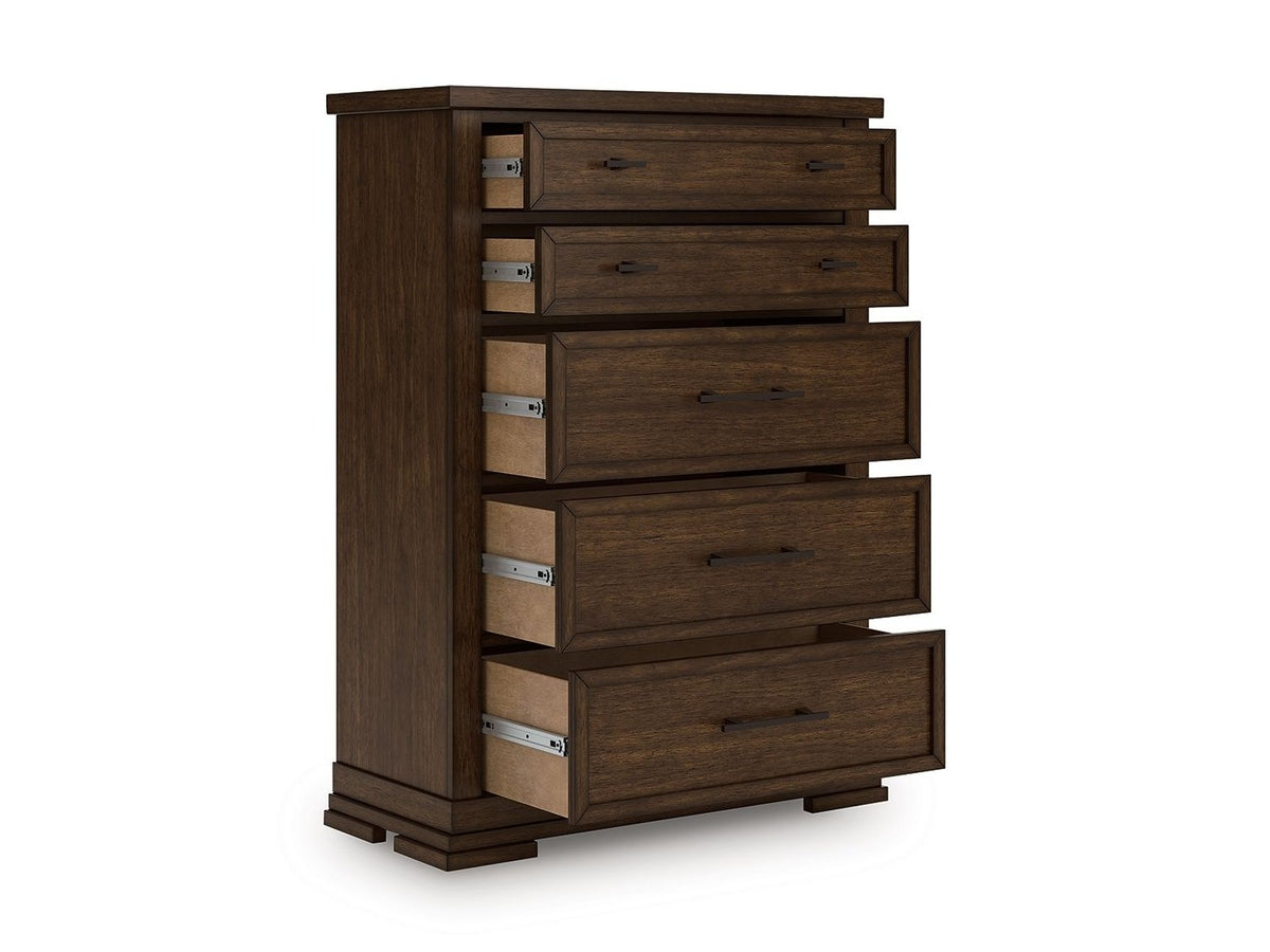 Taffenbrook - Five Drawer Chest - Medium Brown