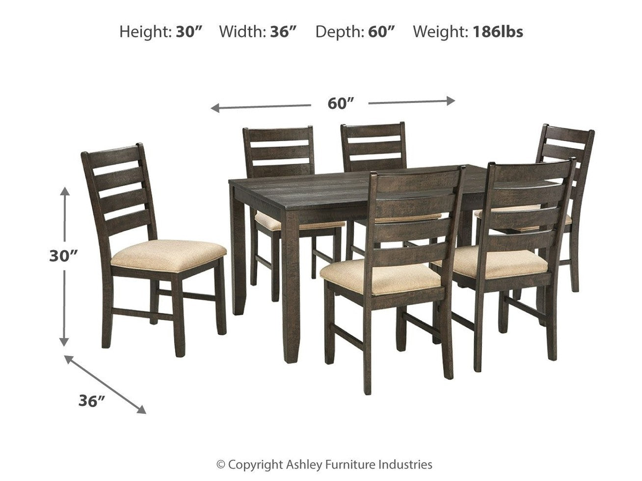 Rokane - Dining Room Table Set (Set of 7) - Brown