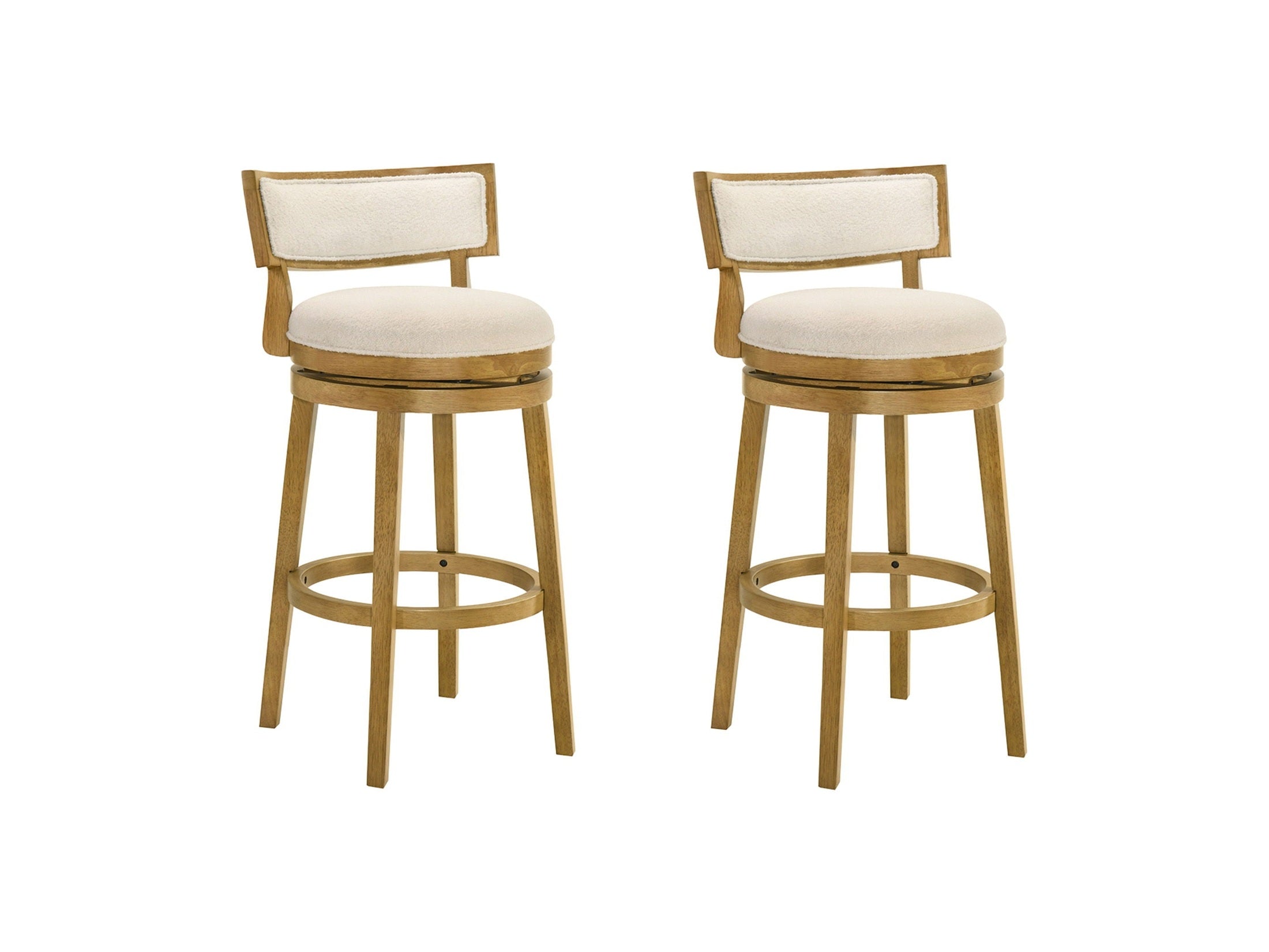 Noely - Modern Farmhouse Swivel Wood Bar Height Kitchen Bar Stool
