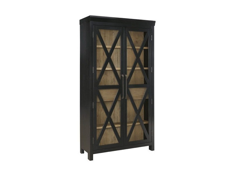 Ridgester - Display Cabinet - Light Brown / Black
