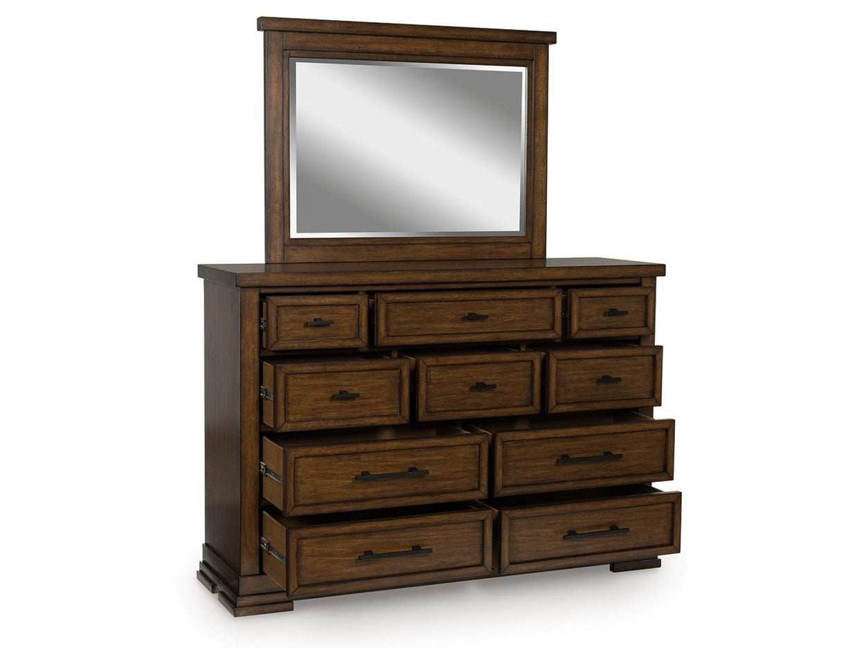 Taffenbrook - Dresser And Mirror - Medium Brown