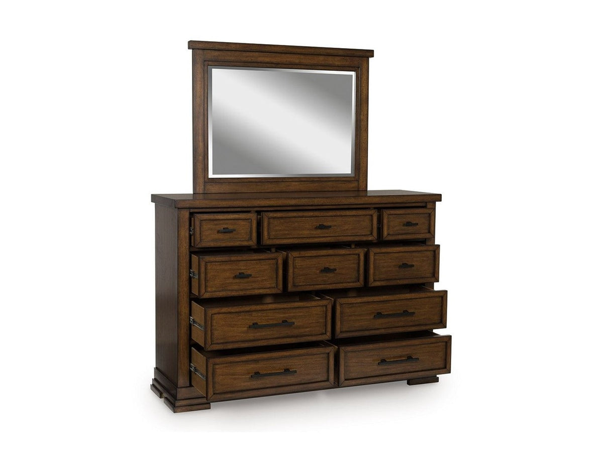 Taffenbrook - Dresser And Mirror - Medium Brown