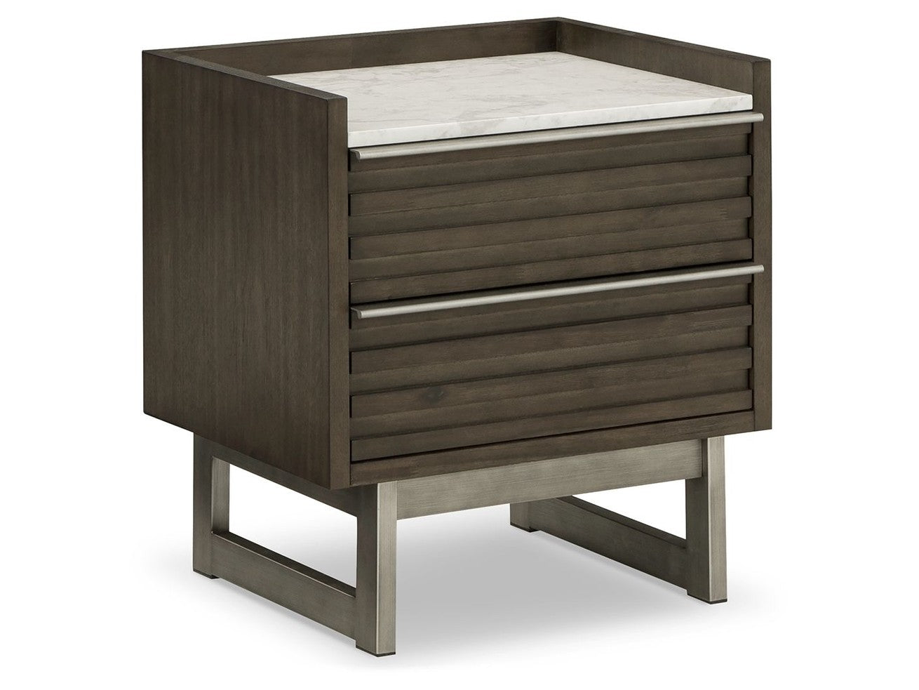 Arkenton - Two Drawer Night Stand - Grayish Brown / White