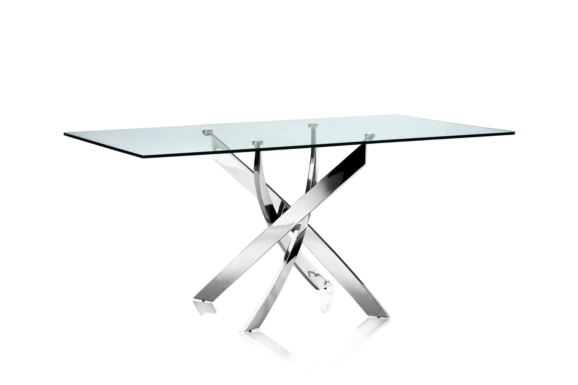 Fabio rectangular dining table with glass top