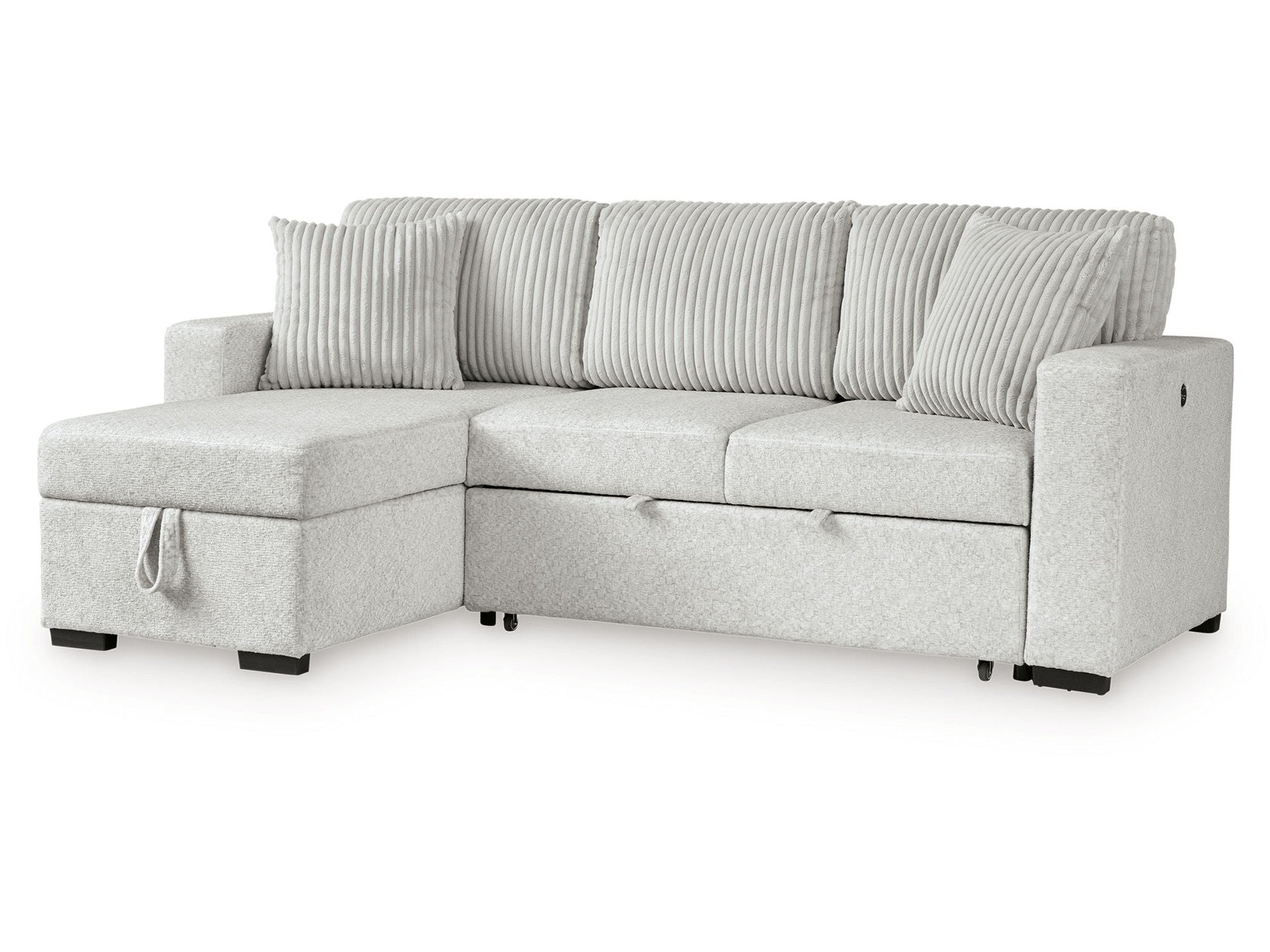 Poppleton - 2-Piece Sectional With Pop Up Sleeper And LAF Corner Chaise - Alloy