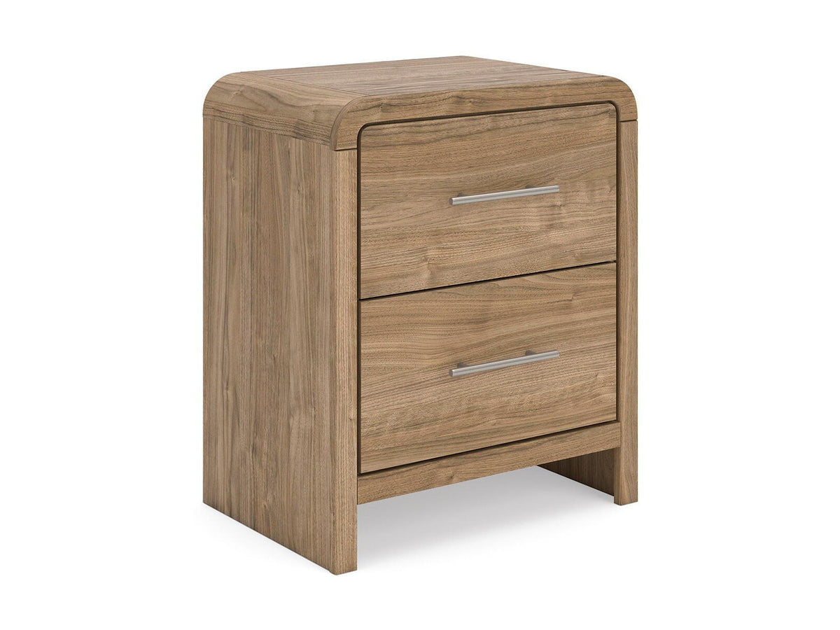 Gramburg - Two Drawer Night Stand - Warm Natural Brown