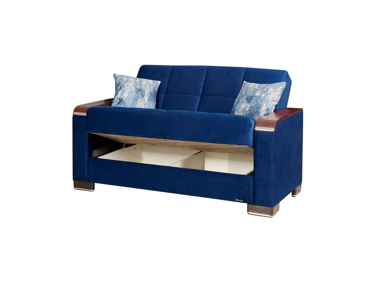 Ottomanson Armada X - Upholstered Convertible Wood Trimmed Loveseat With Storage - Microfiber