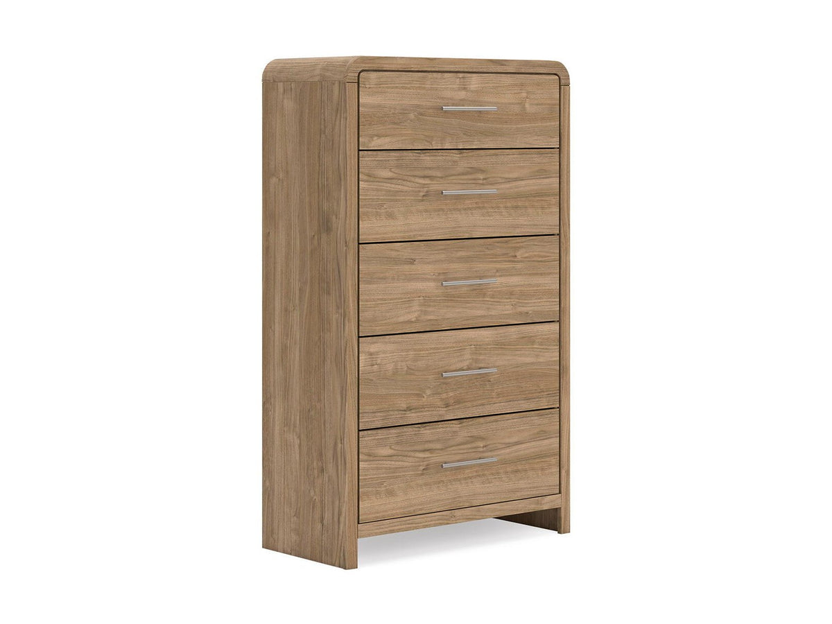 Gramburg - Five Drawer Chest - Warm Natural Brown