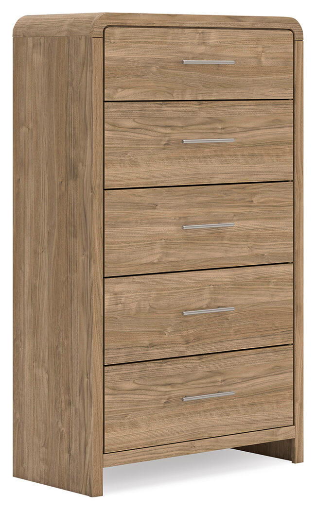 Dovander - Five Drawer Chest - Warm Natural Brown