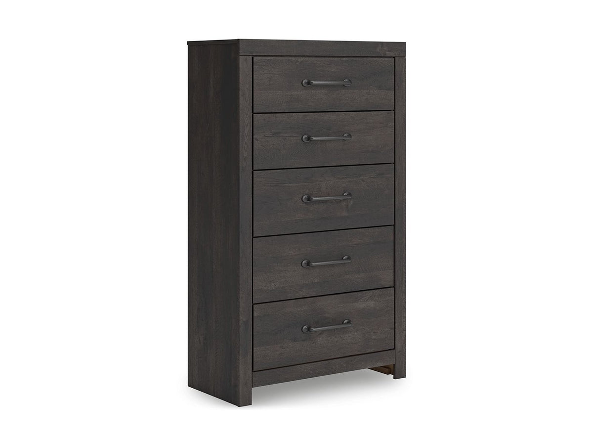 Hollivern - Five Drawer Chest - Dark Gray