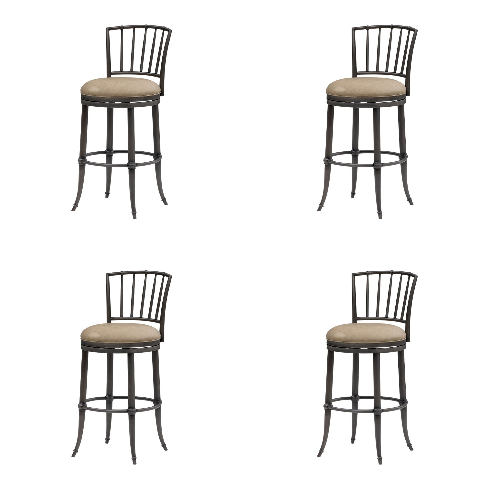 Vince - Commercial Grade Steel Frame Faux Leather Upholstered Swivel Bar Height Barstool