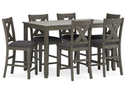 Caitbrook - Rect Drm Counter Table Set (Set of 7) - Gray