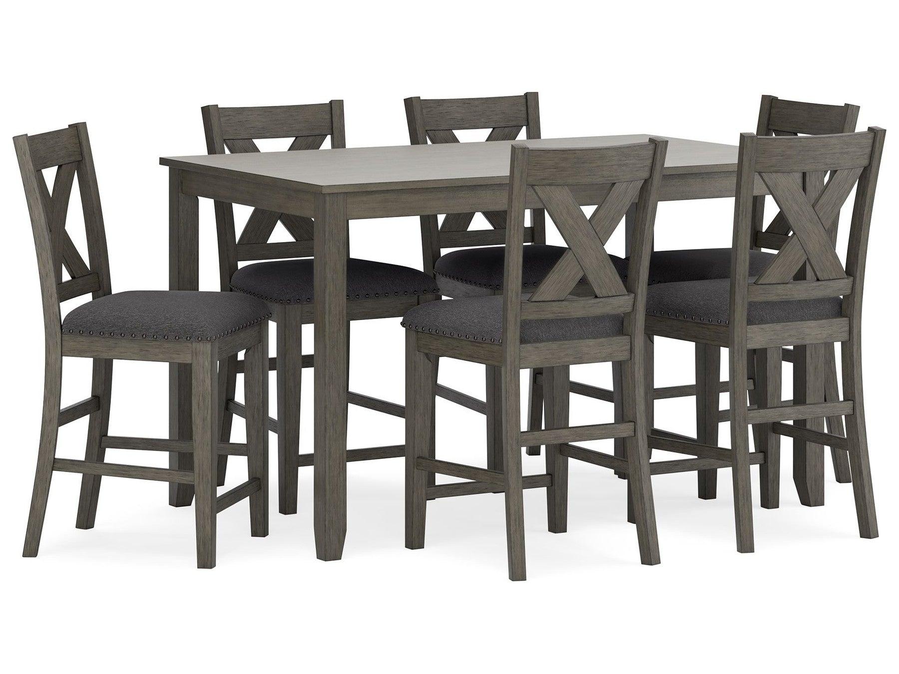 Caitbrook - Rect Drm Counter Table Set (Set of 7) - Gray