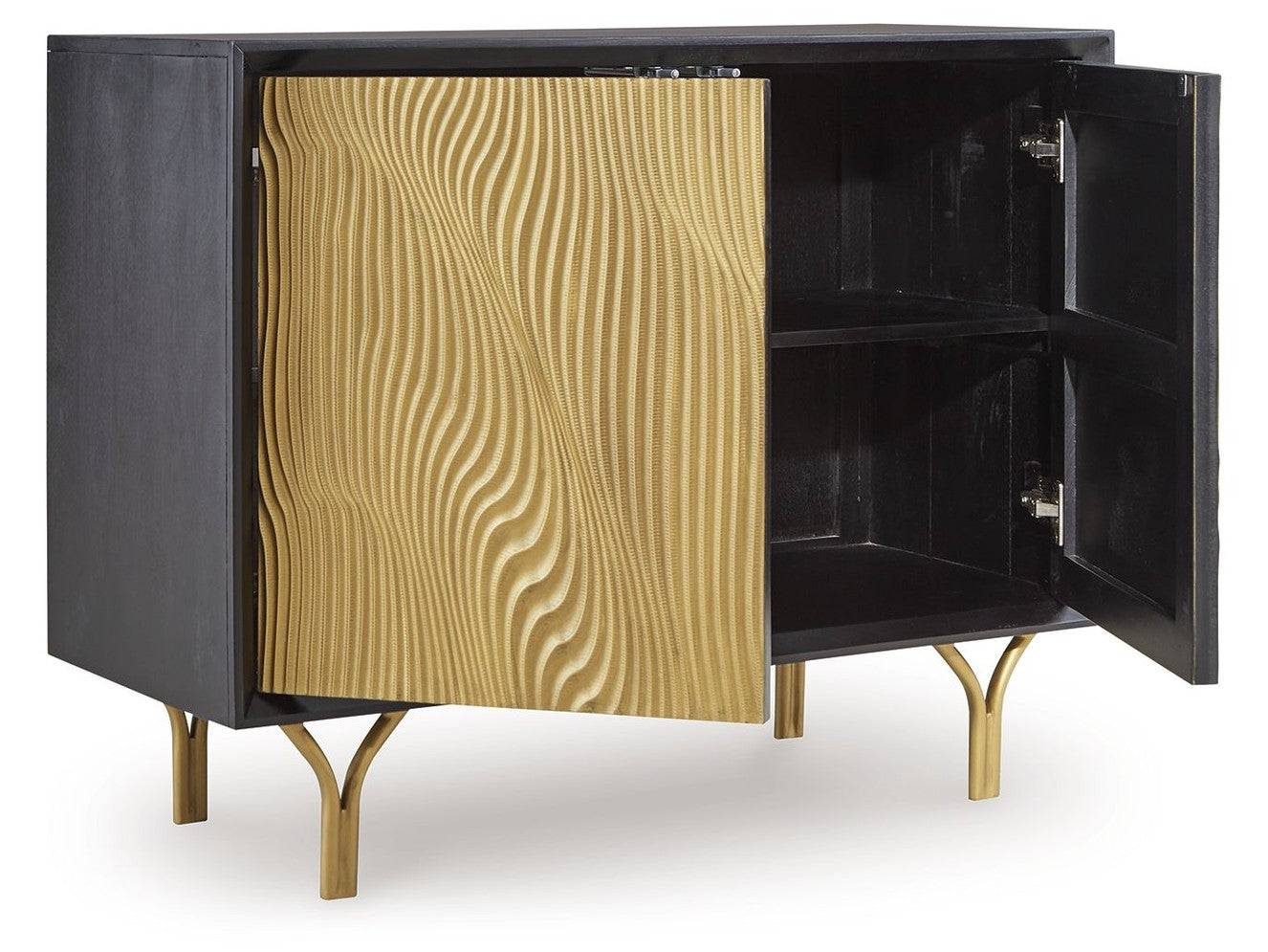Tayner - Accent Cabinet - Black / Gold Finish