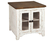 Wystfield - Rectangular End Table - 2 Doors - White / Brown