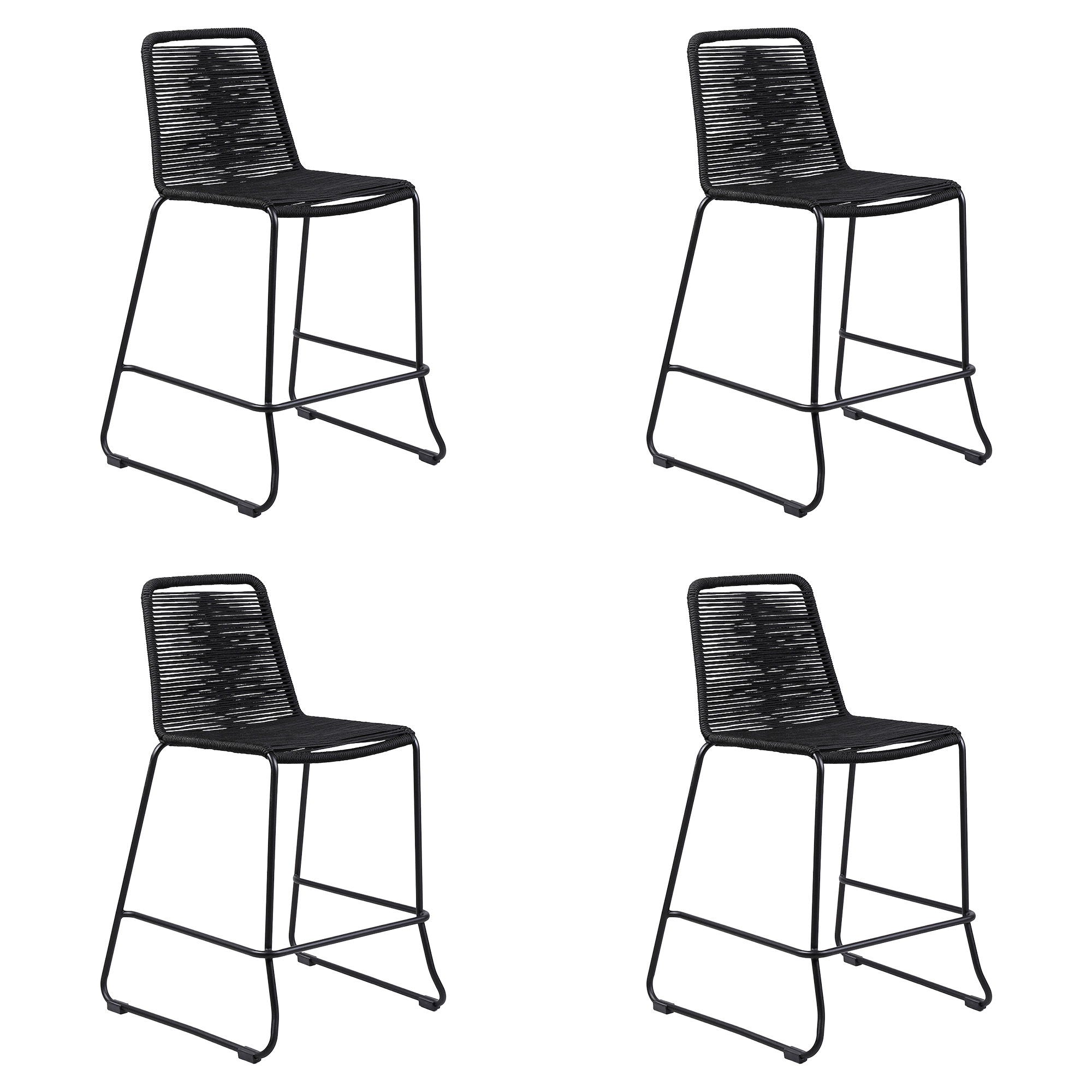Shasta - 30" Outdoor Metal And Rope Stackable Barstool