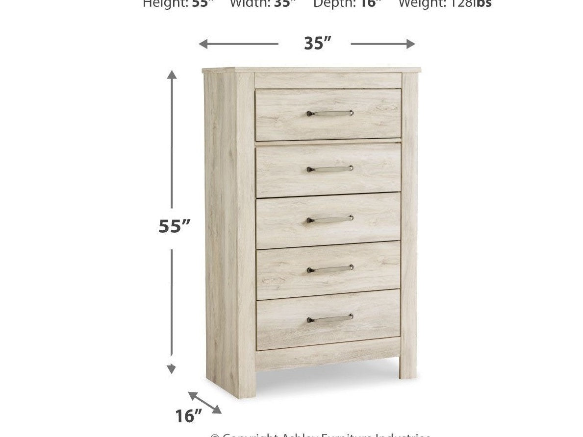 Bellaby - Five Drawer Chest - Whitewash