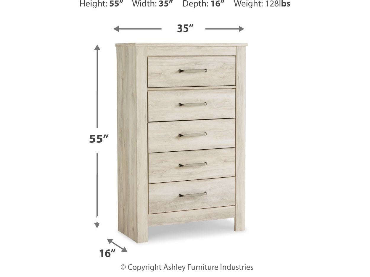 Bellaby - Five Drawer Chest - Whitewash