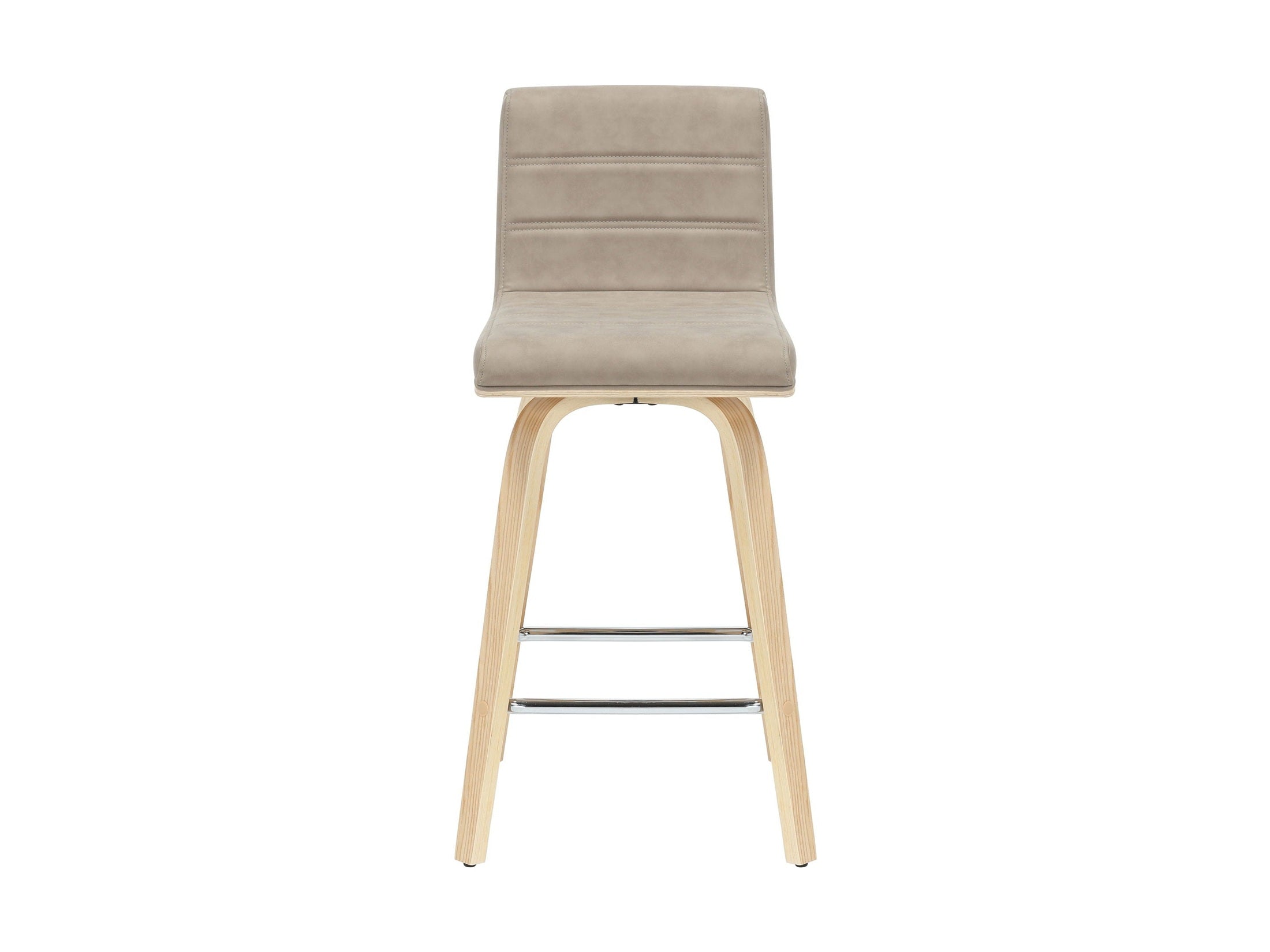 Vienna - 35.5" Swivel Counter Height Square Back Wood Bar Stool With Faux Leather Seat
