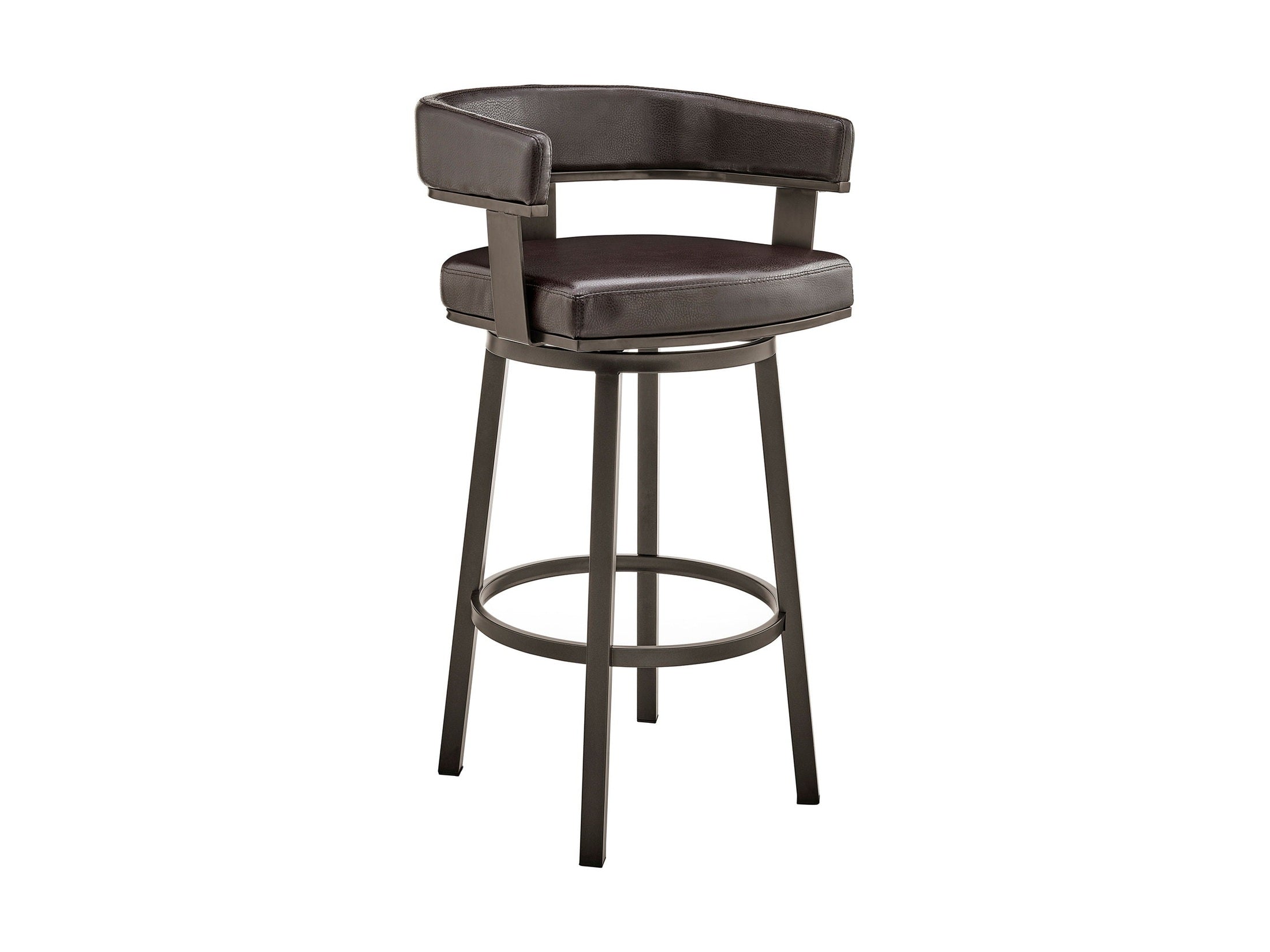Cohen - 26" Counter Height Swivel Bar Stool - Java Brown Finish And Faux Leather