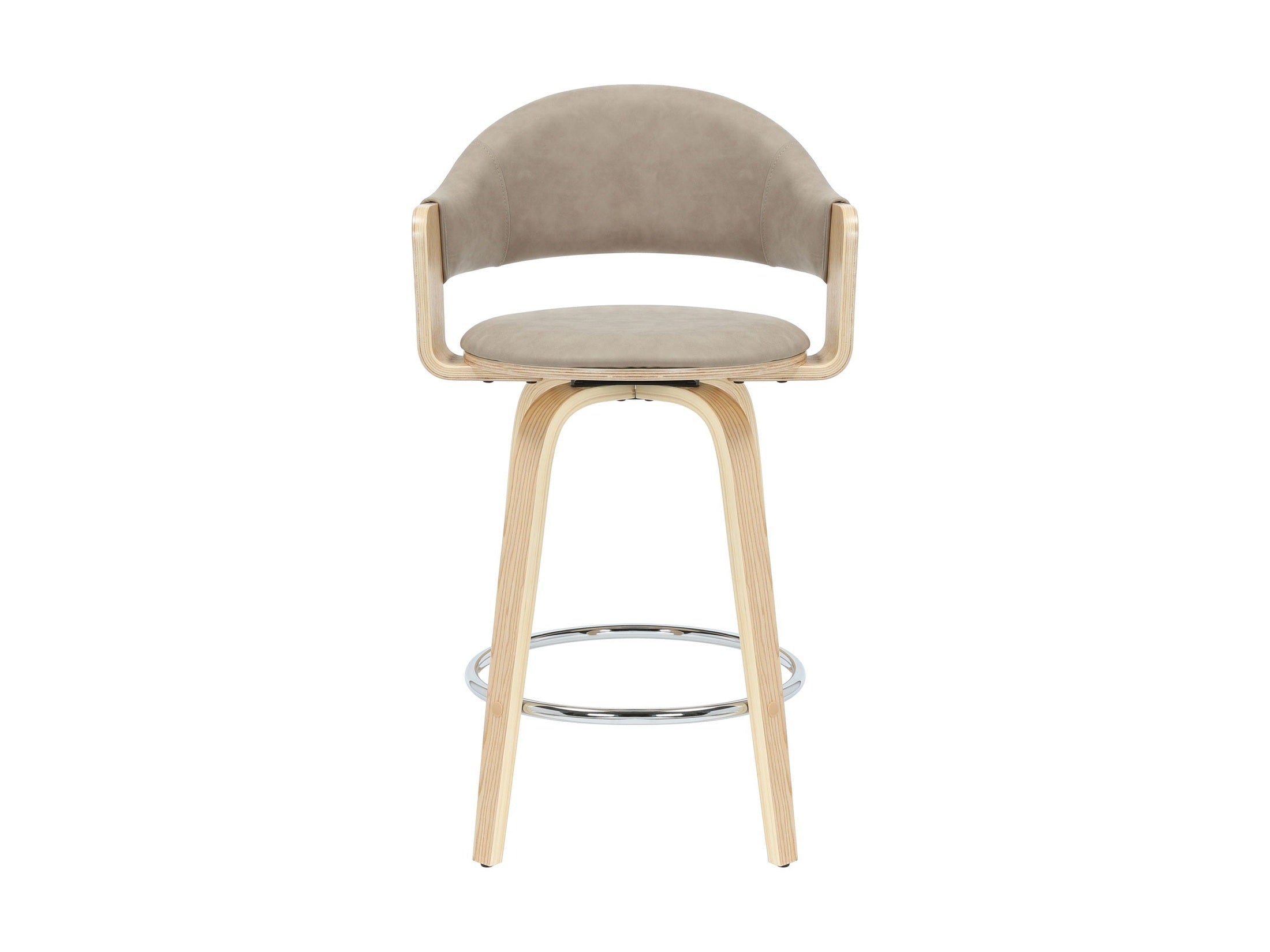Daxton - Swivel Counter Height Round Back Wood Bar Stool With Faux Leather Seat