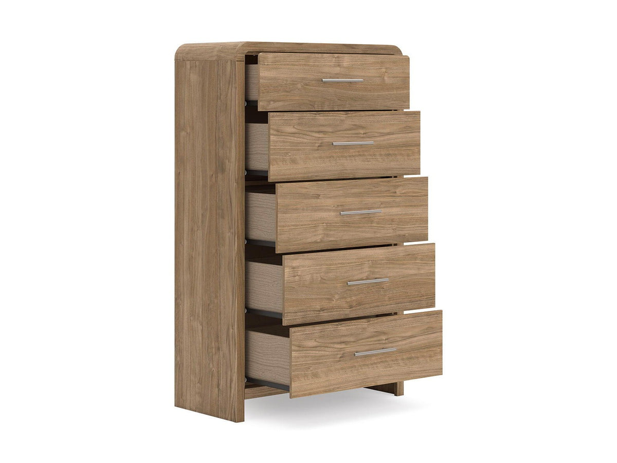 Gramburg - Five Drawer Chest - Warm Natural Brown